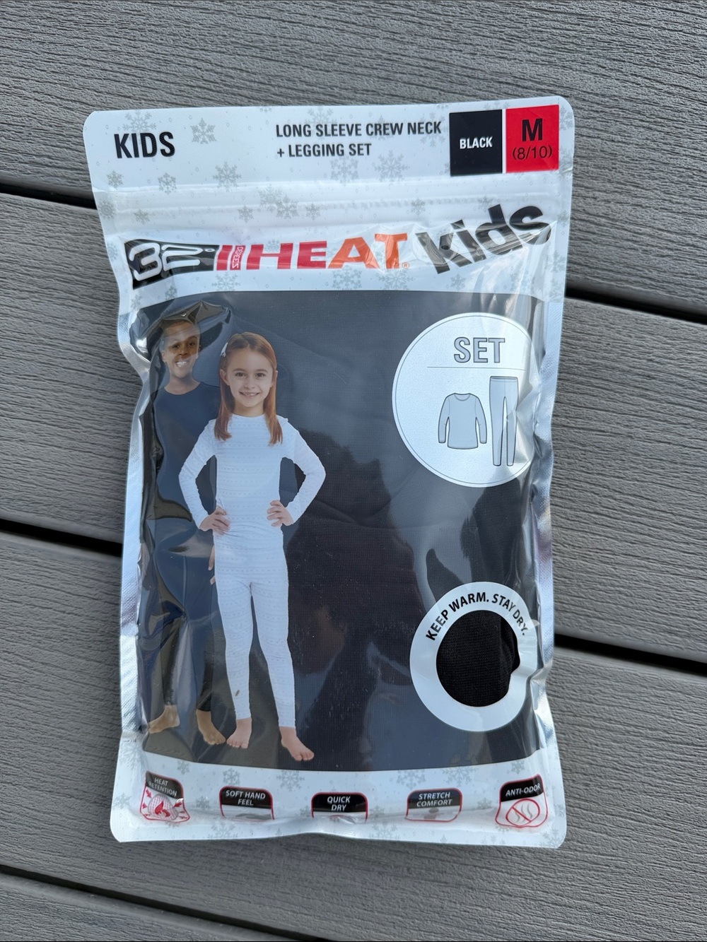32 HEAT Kids Long Sleeve Crew Neck + Legging Set - Black